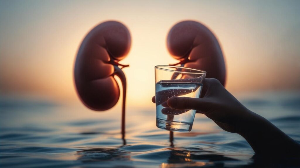 Pessoa bebendo água e cuidando da saúde da pele
